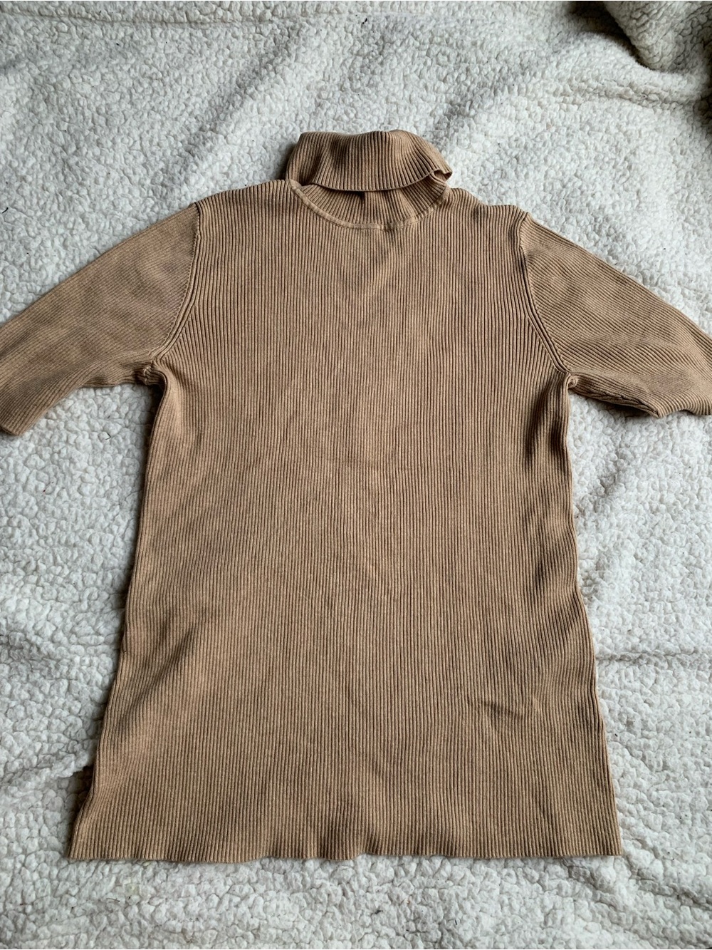 Coldwater Creek Camel Ribbed Turtleneck Top